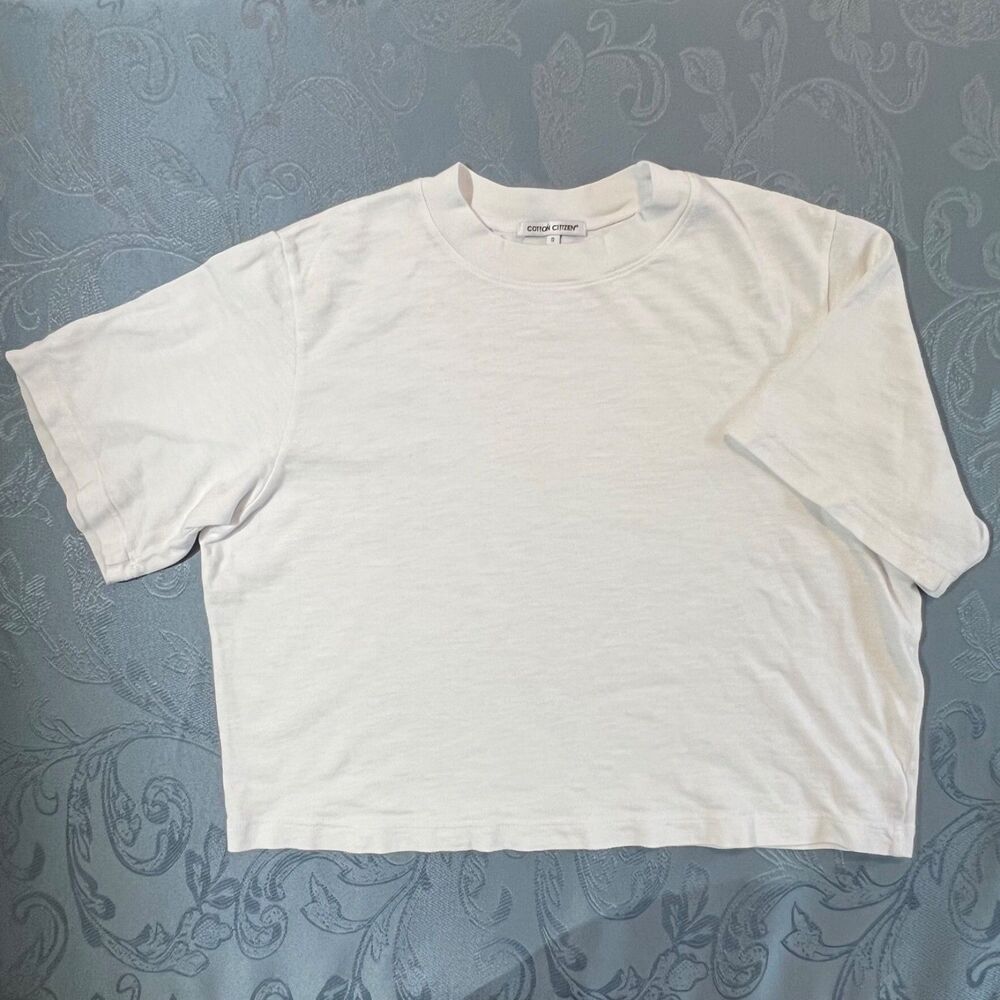 COTTON CITIZEN White Tokyo Crop 100% Cotton Tee T-Shirt Size Small Made In USA
